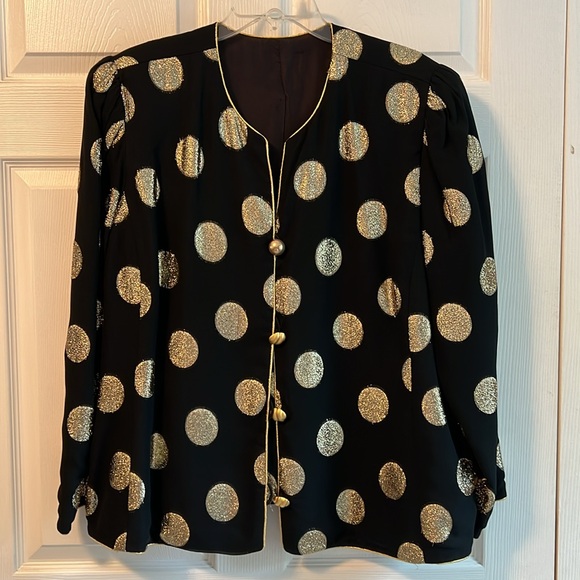 Rare boutique Lined black/metallic gold jacket. - Picture 2 of 5